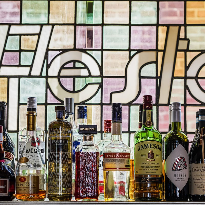 The bar in Vreeland behind the leaded glass window